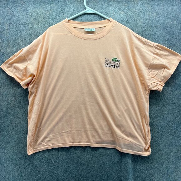 Lacoste Chemise Shirt Mens 2XL Peach Orange Crocodile Logo Tee Spell Out Logo 7 - Picture 1 of 10